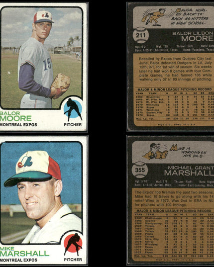 35-Card Lot Vintage 1973 Topps Montreal Expos | MLB Baseball Trading Cards