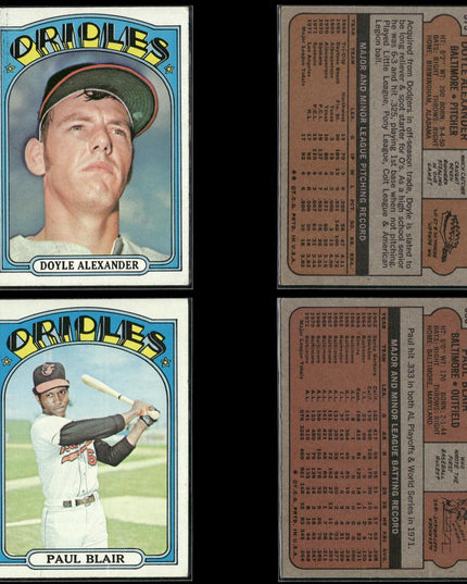 25-Card Lot Vintage 1972 Topps Baltimore Orioles | MLB Baseball Trading Cards