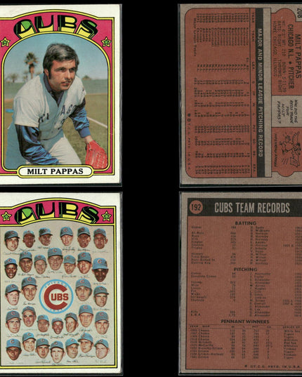 1972 Topps Chicago Cubs Team Lot (33 Cards) Vintage Baseball MLB