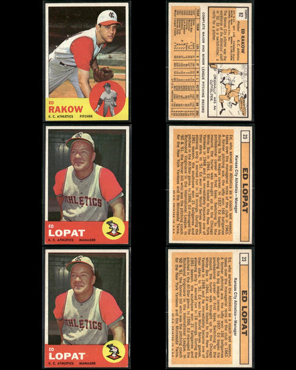 1963 Topps Baseball Card Lot – 61 Vintage Cards – Bulk Collection