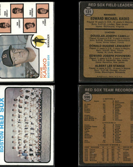 10-Card Lot Vintage 1973 Topps Boston Red Sox | MLB Baseball Trading Cards