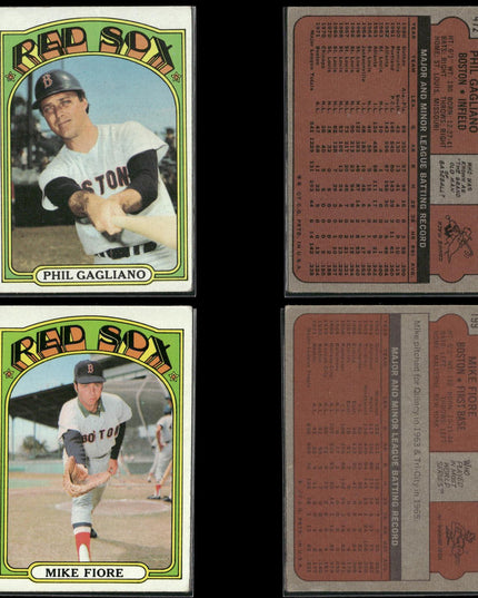 1972 Topps Boston Red Sox Team Lot (30 Cards) Vintage Baseball MLB