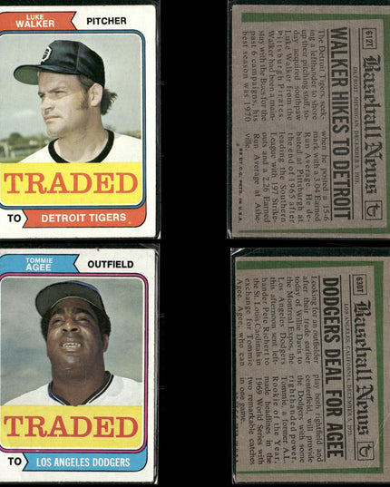 1974 Topps Traded Baseball Card Lot – 46 Cards – Vintage MLB Players