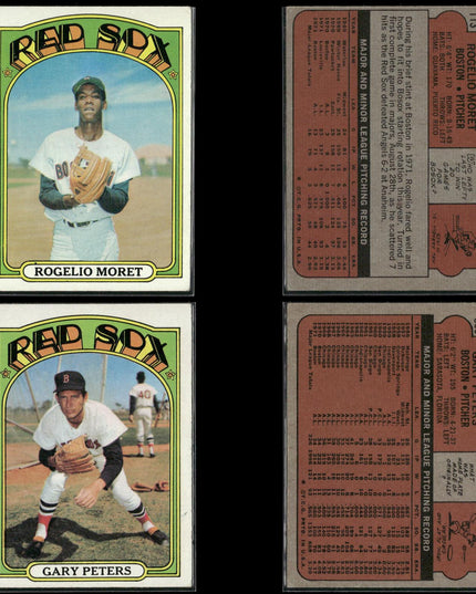1972 Topps Boston Red Sox Team Lot (30 Cards) Vintage Baseball MLB