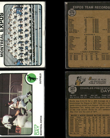 35-Card Lot Vintage 1973 Topps Montreal Expos | MLB Baseball Trading Cards