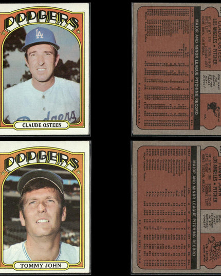 35-Card Lot Vintage 1972 Topps Los Angeles Dodgers | MLB Baseball Trading Cards