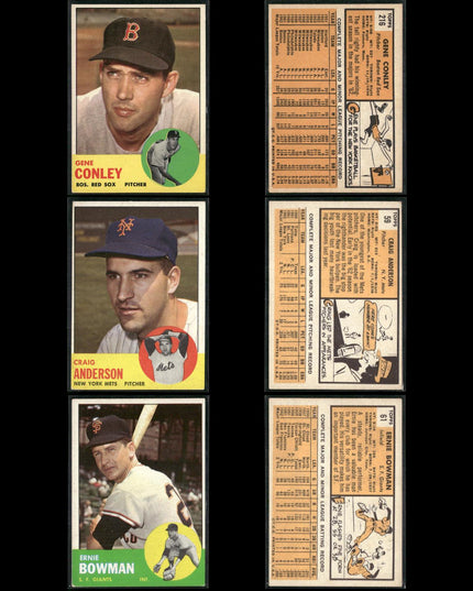 1963 Topps Baseball Card Lot – 61 Vintage Cards – Bulk Collection