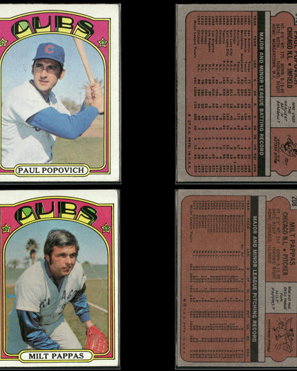 1972 Topps Chicago Cubs Team Lot (33 Cards) Vintage Baseball MLB