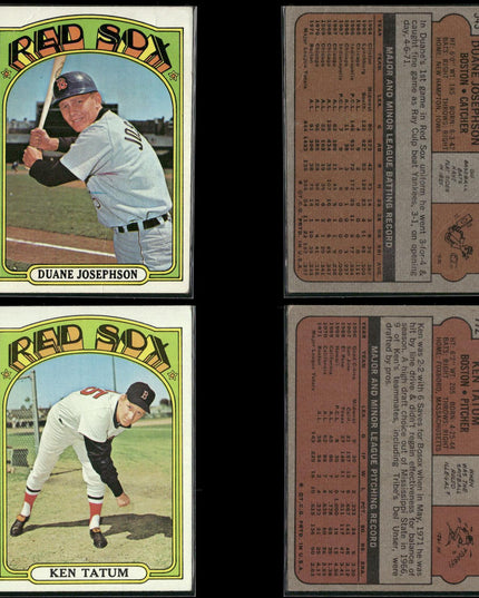 1972 Topps Boston Red Sox Team Lot (30 Cards) Vintage Baseball MLB