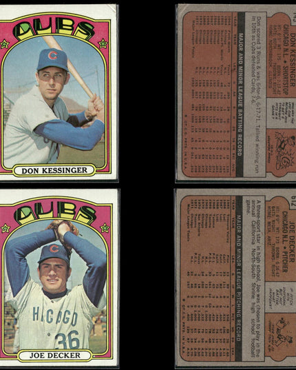 1972 Topps Chicago Cubs Team Lot (33 Cards) Vintage Baseball MLB