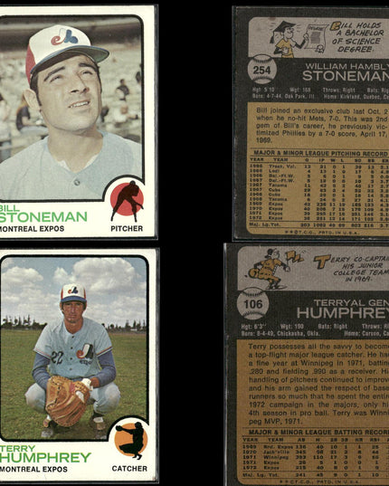 35-Card Lot Vintage 1973 Topps Montreal Expos | MLB Baseball Trading Cards