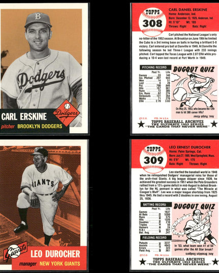 1991 Topps Archives 1953 Reprint Baseball Cards Lot (41) Vintage Style MLB