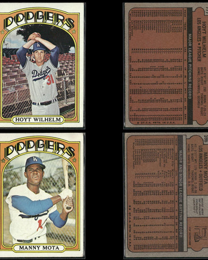 35-Card Lot Vintage 1972 Topps Los Angeles Dodgers | MLB Baseball Trading Cards