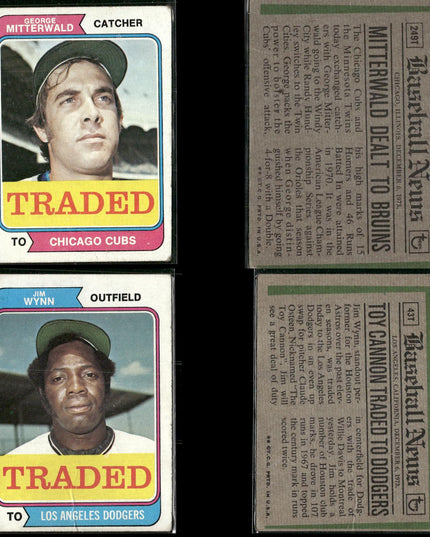 1974 Topps Traded Baseball Card Lot – 46 Cards – Vintage MLB Players