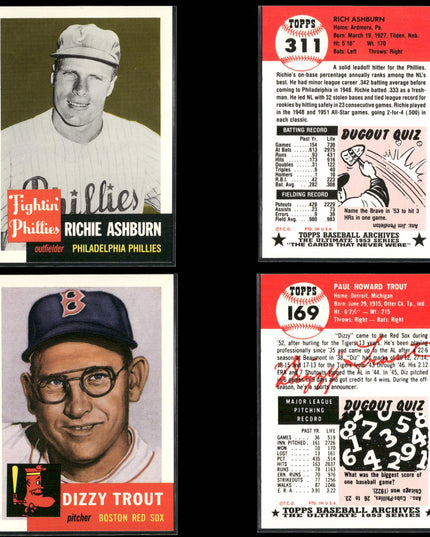 1991 Topps Archives 1953 Reprint Baseball Cards Lot (41) Vintage Style MLB