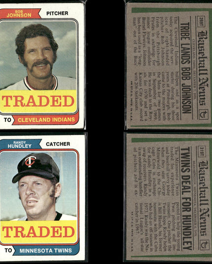 1974 Topps Traded Baseball Card Lot – 46 Cards – Vintage MLB Players