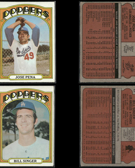 35-Card Lot Vintage 1972 Topps Los Angeles Dodgers | MLB Baseball Trading Cards