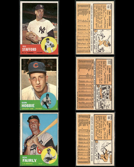 1963 Topps Baseball Card Lot – 61 Vintage Cards – Bulk Collection