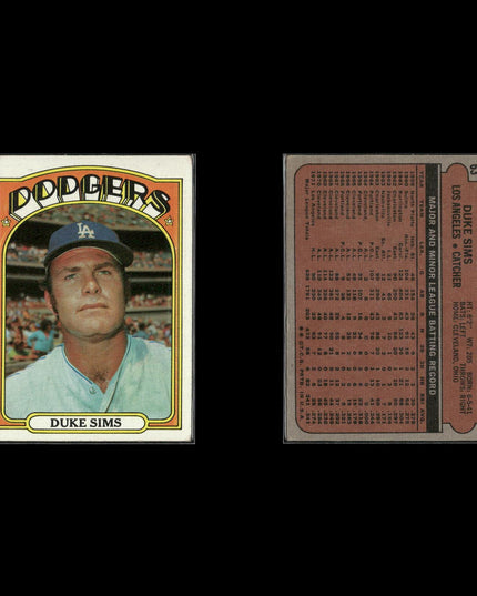 35-Card Lot Vintage 1972 Topps Los Angeles Dodgers | MLB Baseball Trading Cards