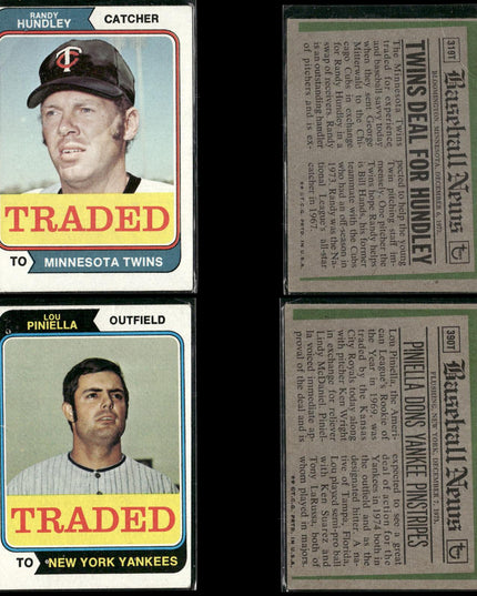 1974 Topps Traded Baseball Card Lot – 46 Cards – Vintage MLB Players