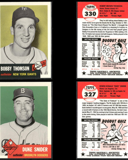 1991 Topps Archives 1953 Reprint Baseball Cards Lot (41) Vintage Style MLB