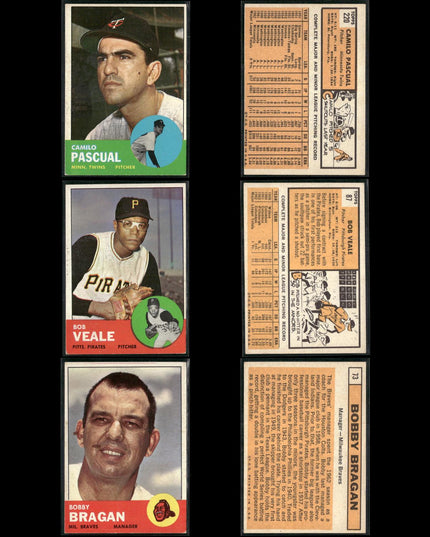 1963 Topps Baseball Card Lot – 61 Vintage Cards – Bulk Collection