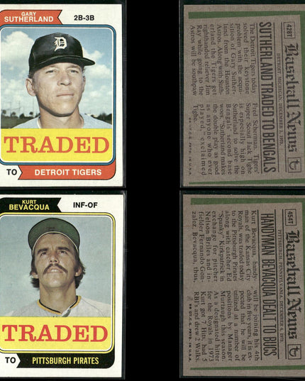 1974 Topps Traded Baseball Card Lot – 46 Cards – Vintage MLB Players