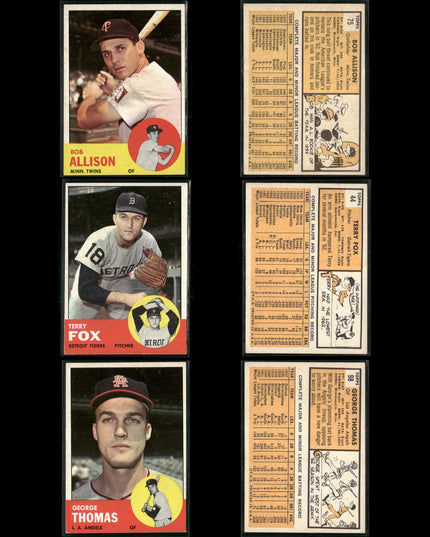 1963 Topps Baseball Card Lot – 61 Vintage Cards – Bulk Collection