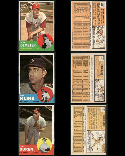1963 Topps Baseball Card Lot – 61 Vintage Cards – Bulk Collection