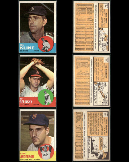 1963 Topps Baseball Card Lot – 61 Vintage Cards – Bulk Collection