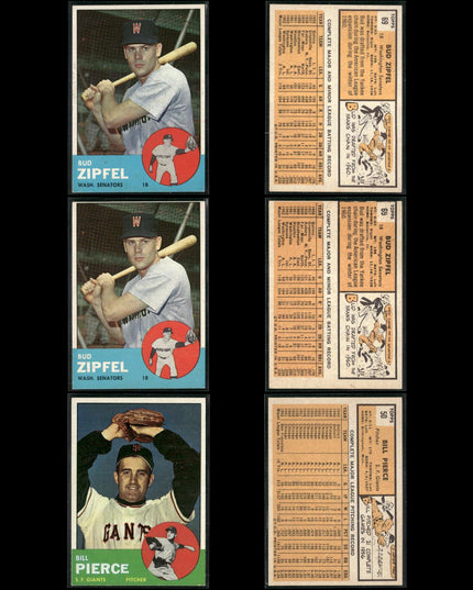 1963 Topps Baseball Card Lot – 61 Vintage Cards – Bulk Collection